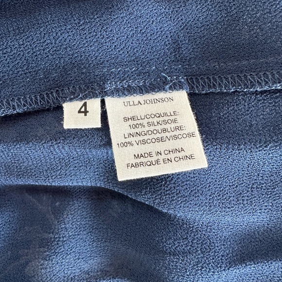 Ulla Johnson - Navy Floral Silk Ruffle Long Sleeve Dress - 4/S - Picture 6 of 9